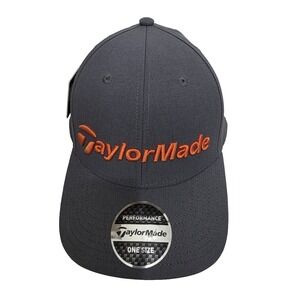 TaylorMade NWT Grey Performance Seeker Golf Hat Orange Embroidery One Size